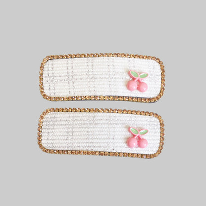 Studded White with shimmery check Hair Clip (Tic Tac)