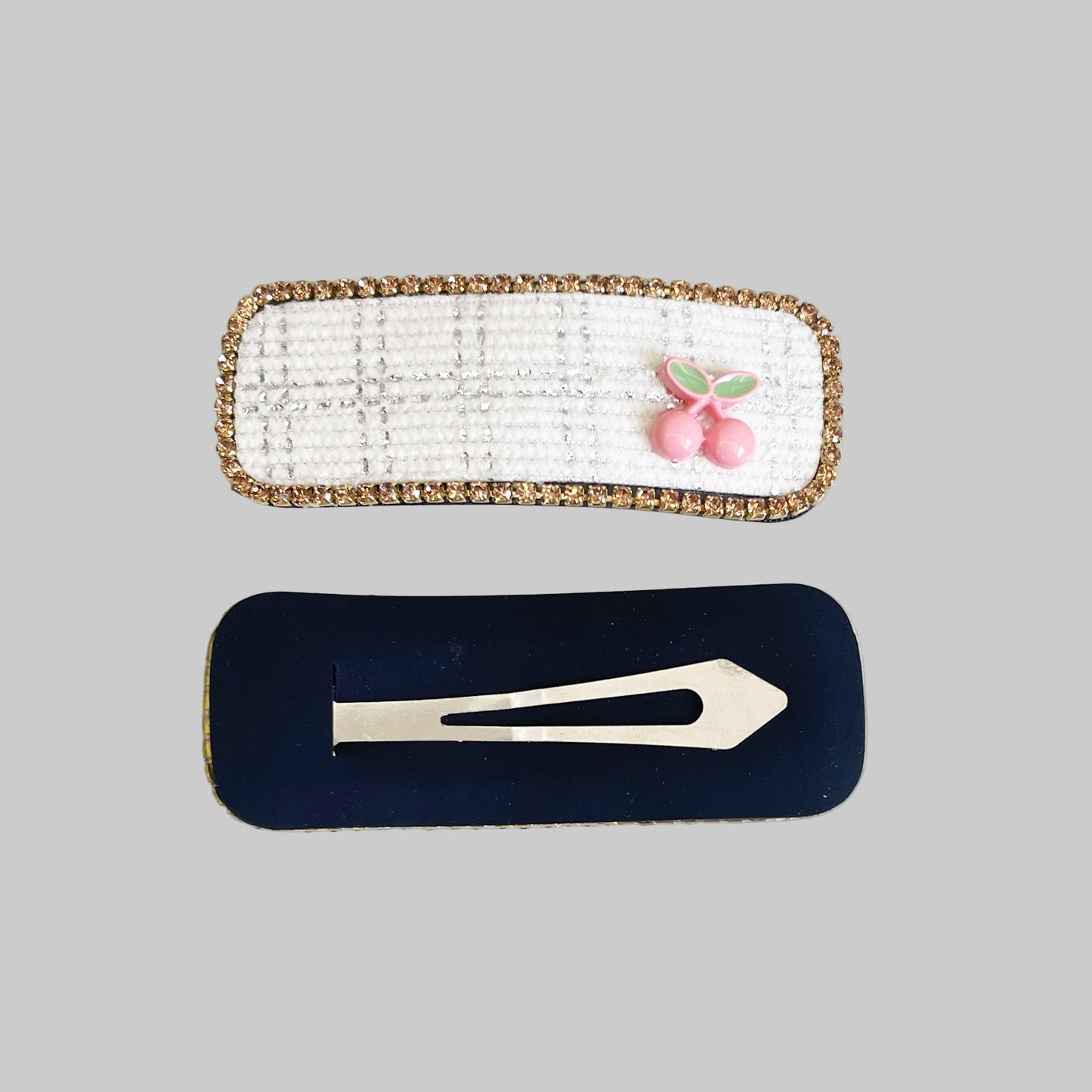 Studded White with shimmery check Hair Clip (Tic Tac)