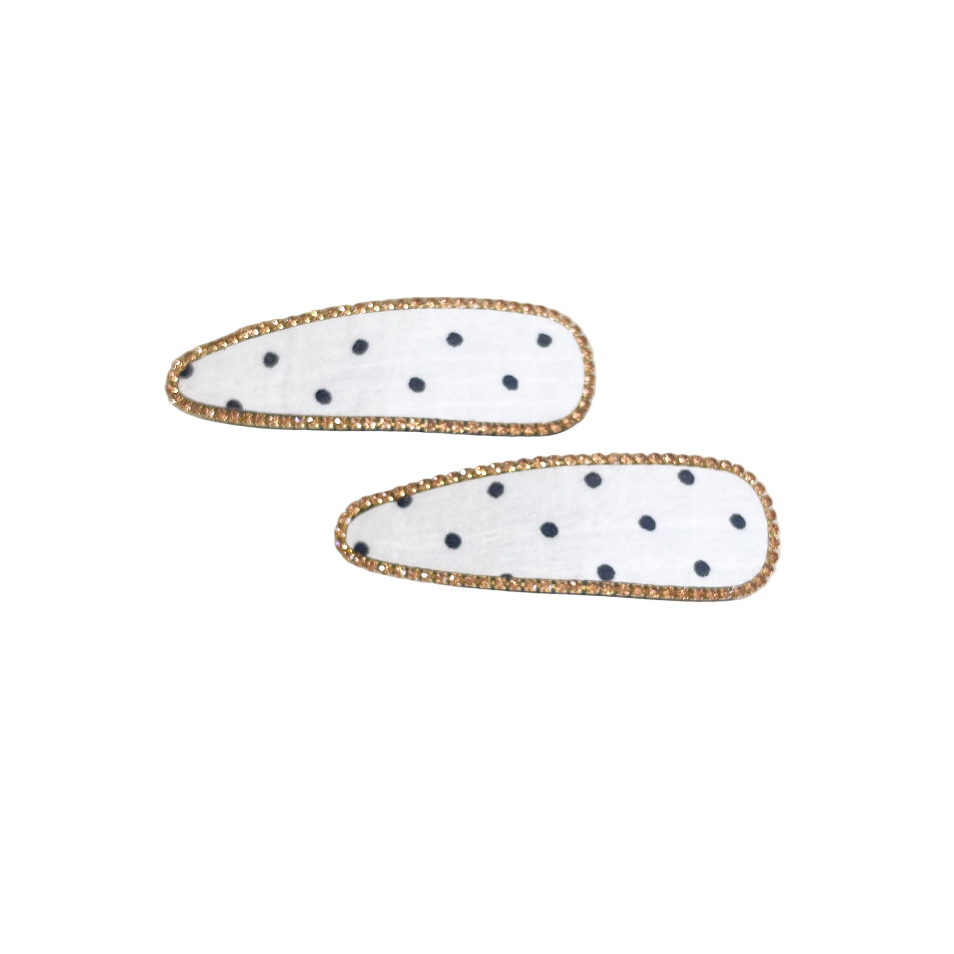 Studded White Clip with Black Polka Dots (Tic Tac) (Copy)