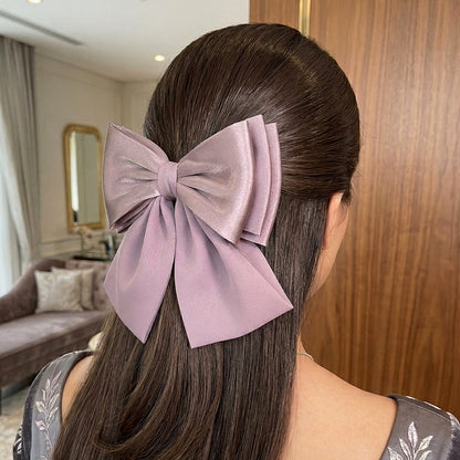 Georgette and Satin Bow Clips (Mauve)