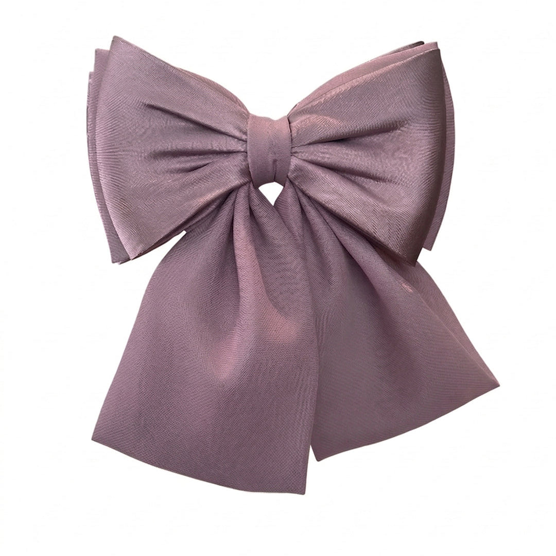 Georgette and Satin Bow Clips (Mauve)
