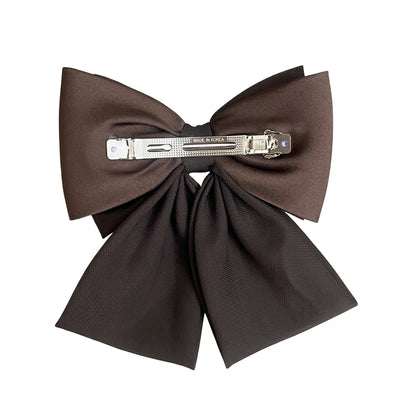 Georgette and Satin Bow Clips (Brown)