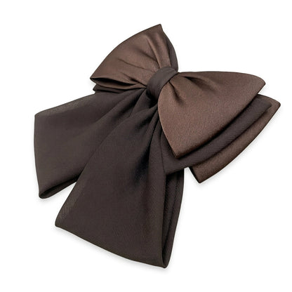 Georgette and Satin Bow Clips (Brown)