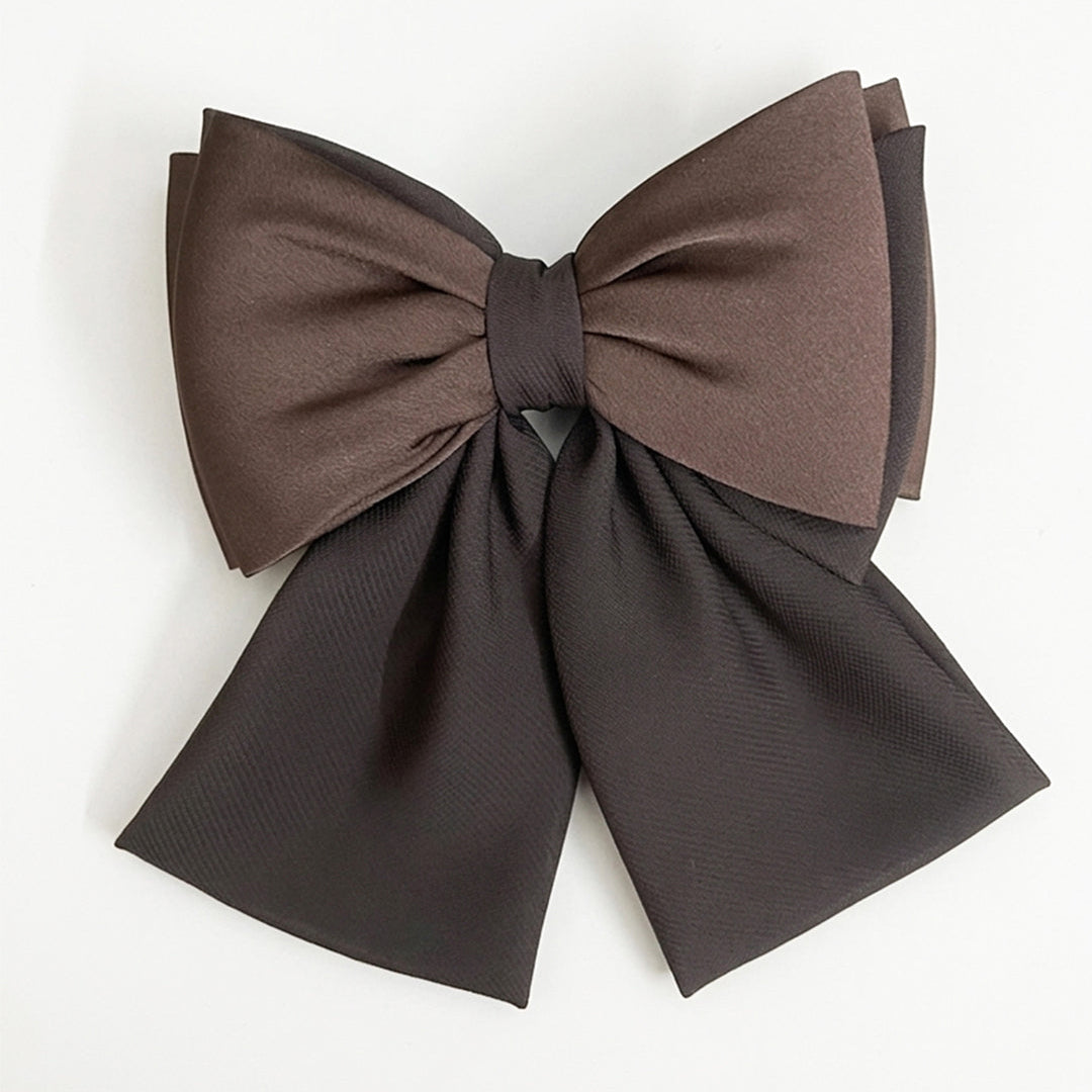Georgette and Satin Bow Clips (Brown)