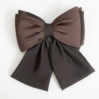 Georgette and Satin Bow Clips (Brown)