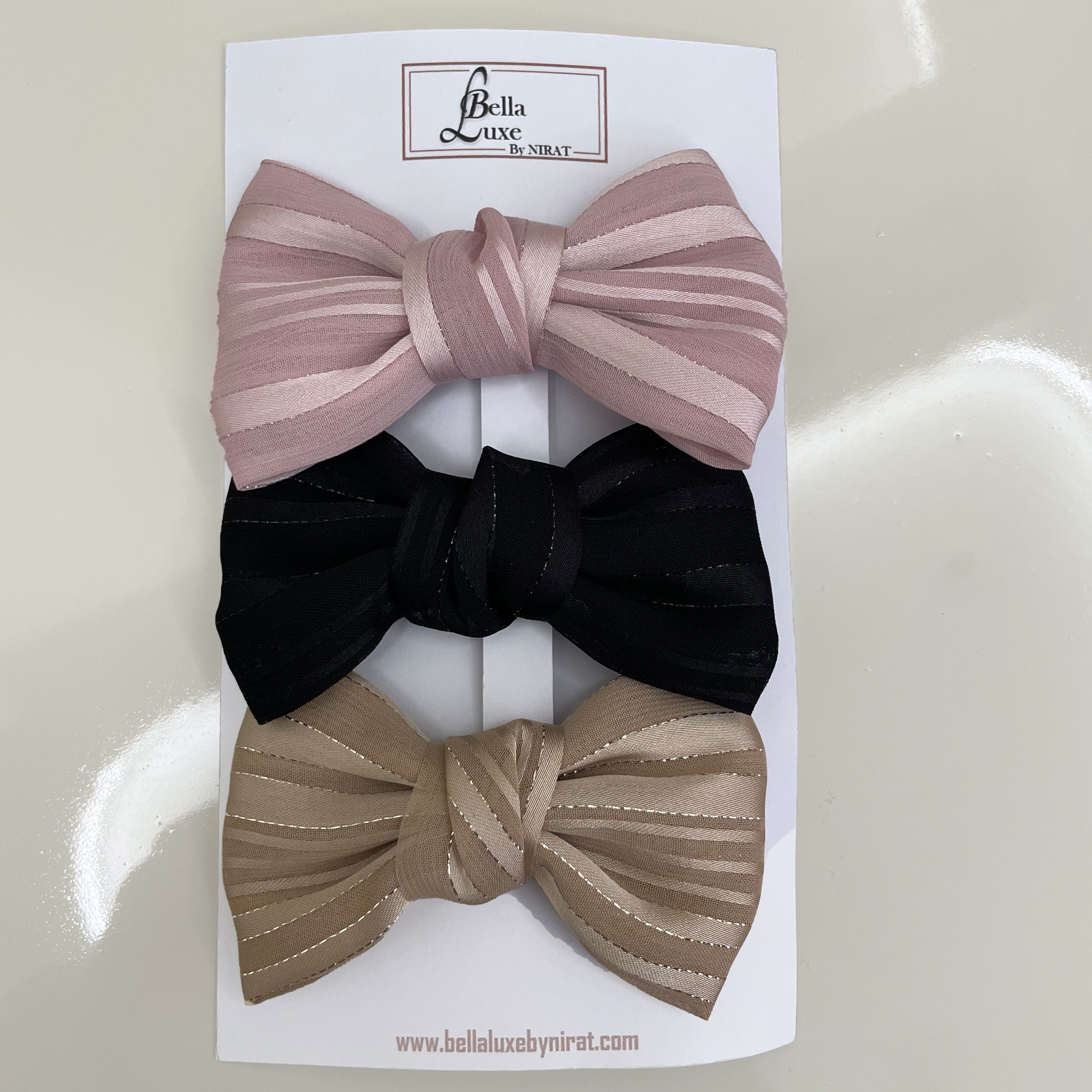 Soft Trendy Georgette Bow Clips (Pack of 3)
