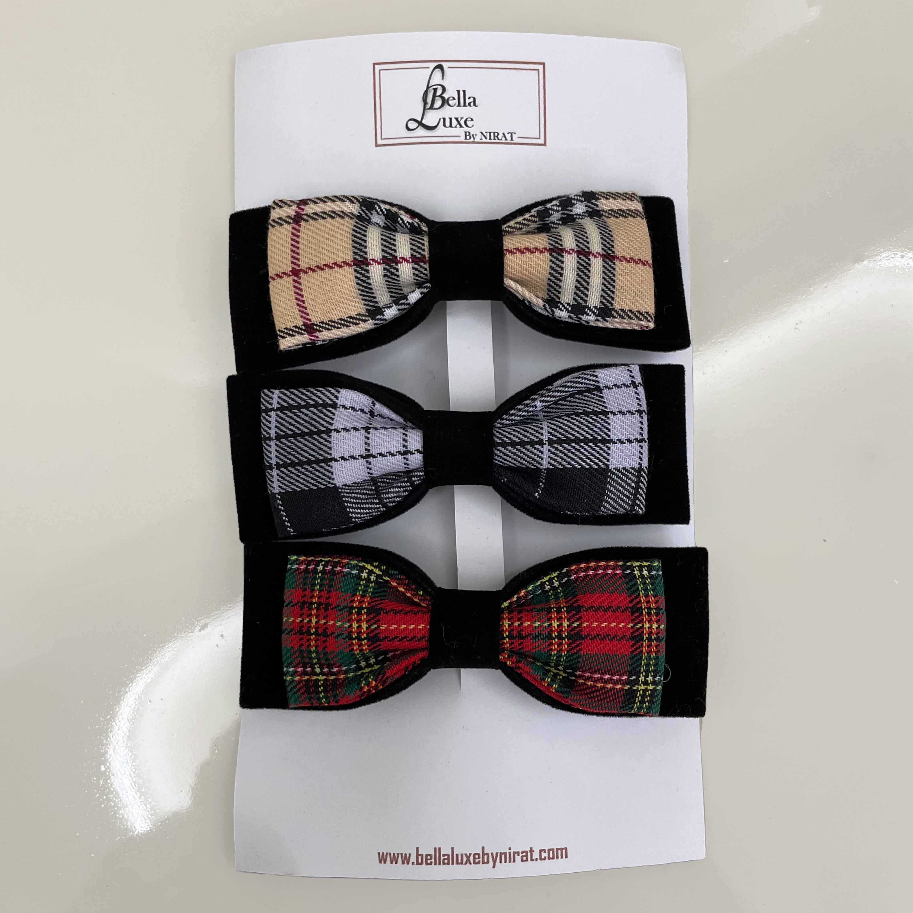 Vibrant Check Bow Clips (Pack of 3)