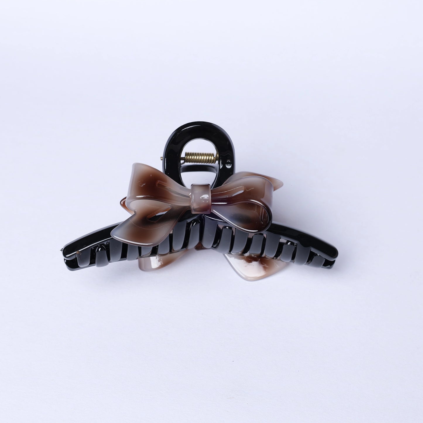 Black and brown plastic hair claw clip with decorative bow hair Clutches design