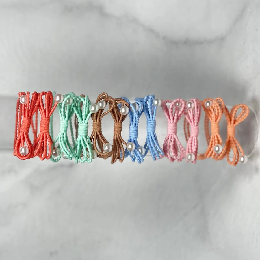 Bow Beads Hair Ties (Assorted-Pack of 4 pcs)