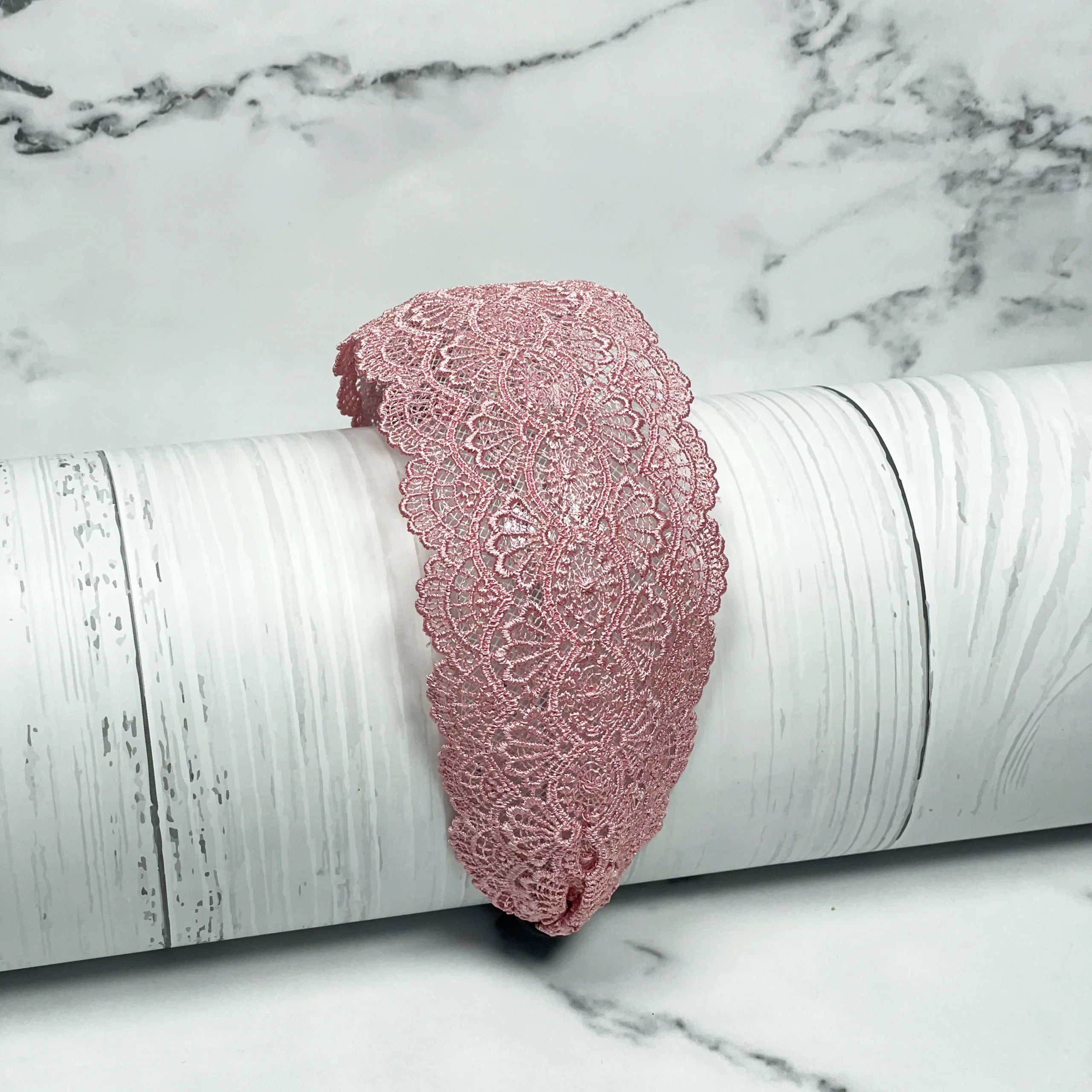 Broad Pink Lacy Hairband