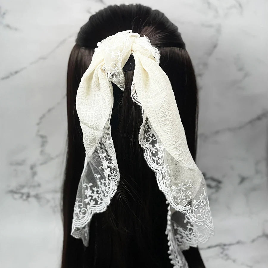Lacy Georgette Hair Scarf(Cream)