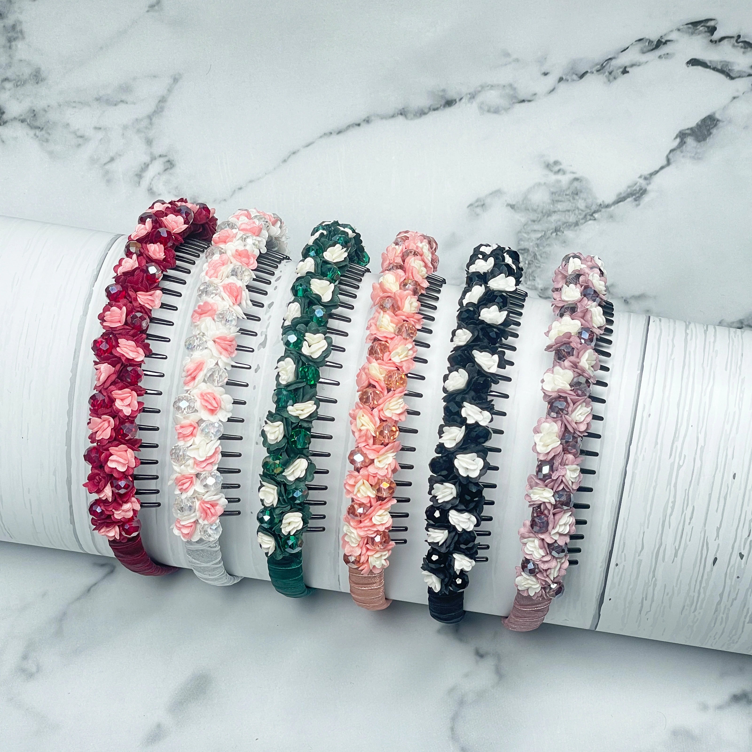 Small Flowers with Crystal Studded Headbands