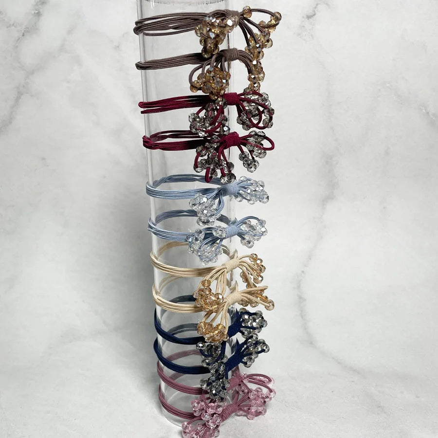 Crystal Studded Hair Ties (Assorted-Pack of 5 pcs)