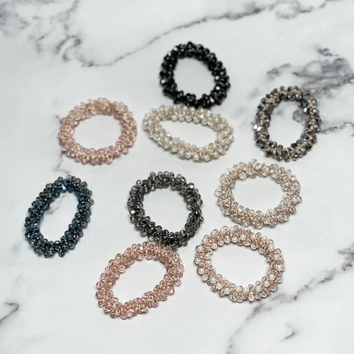 Crystal Studded small Hair Ties (Assorted-Pack of 5 pcs)
