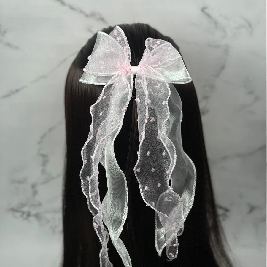 Dotted Organza Shimmery Bow Pins