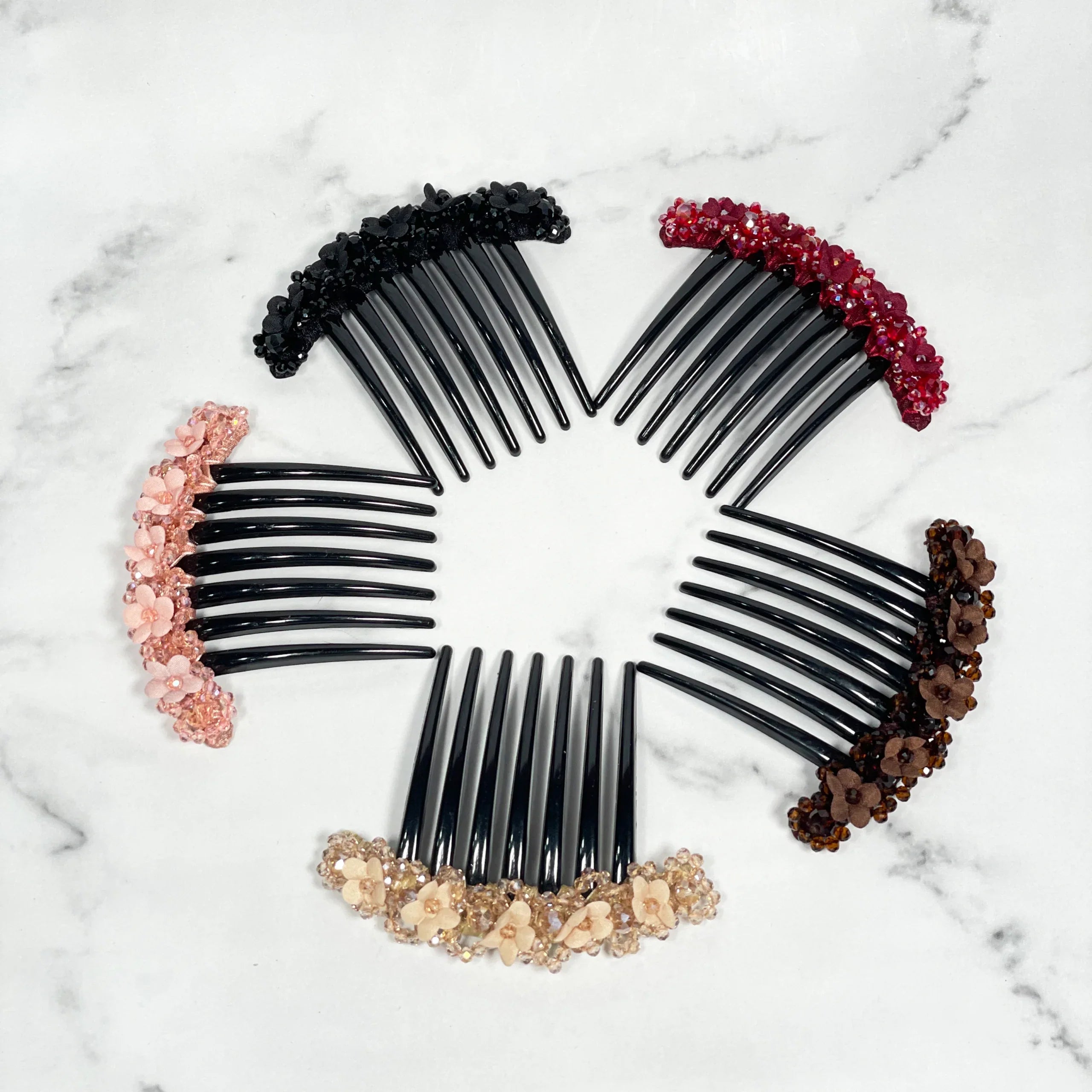 Floral Studded Comb with Beads