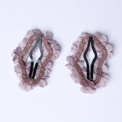 Pair of flower crystal hair pins with pink lace and metal clip from mydevelopmentstor