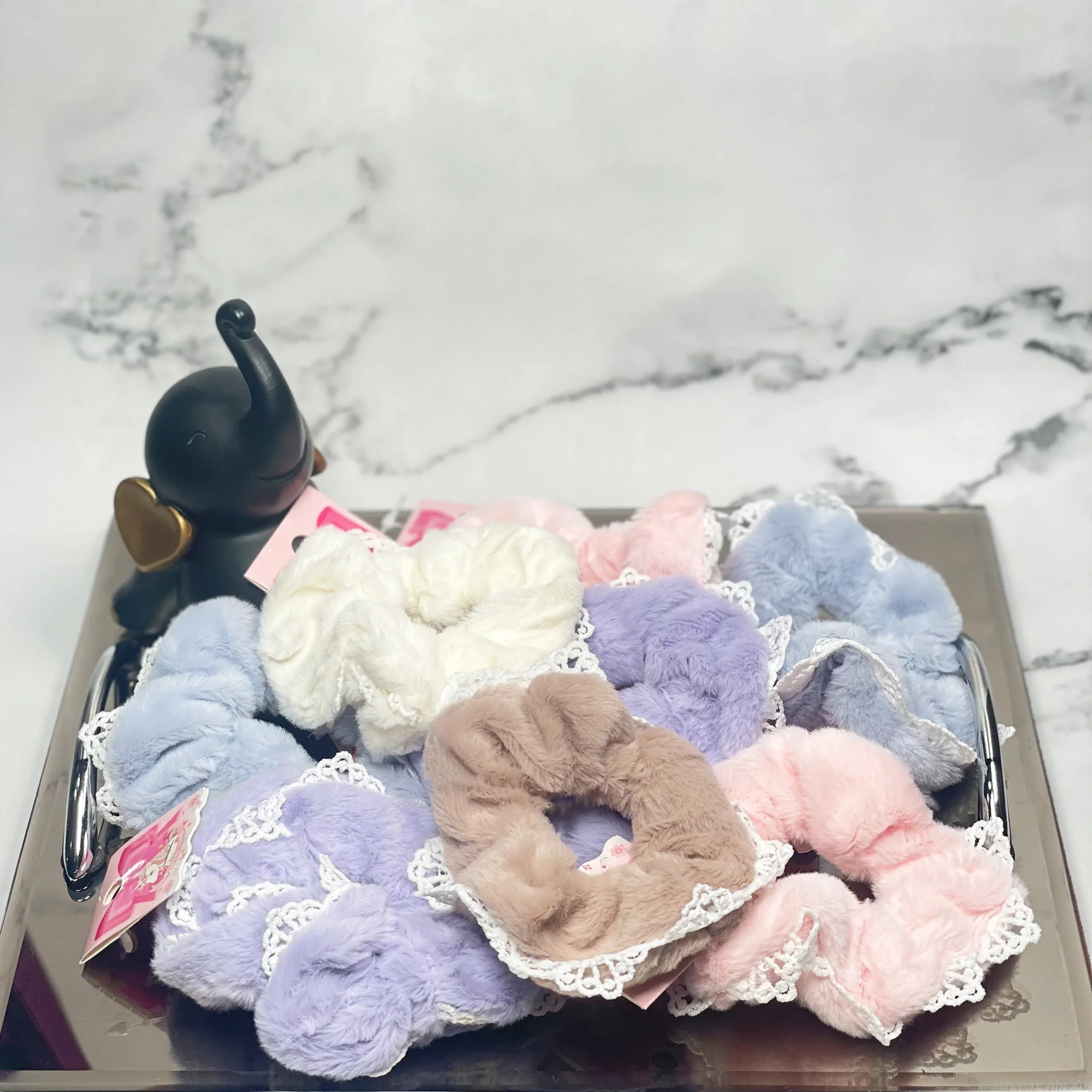 Fur Scrunchies With Lace (Single)