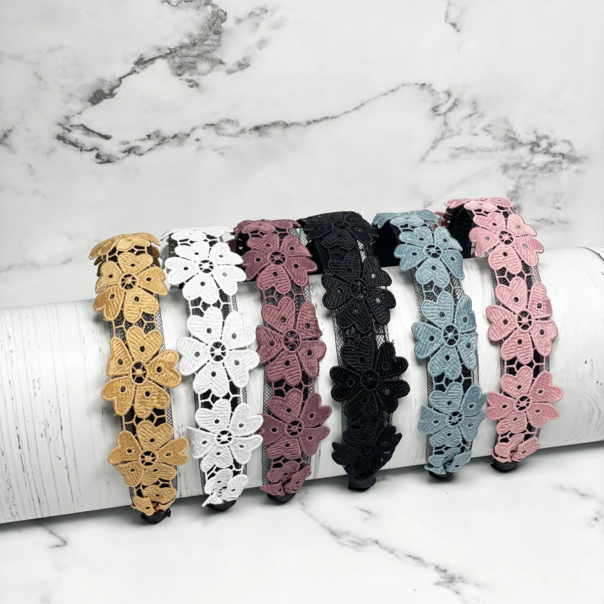 Medium Broad Lacy Floral Hairbands