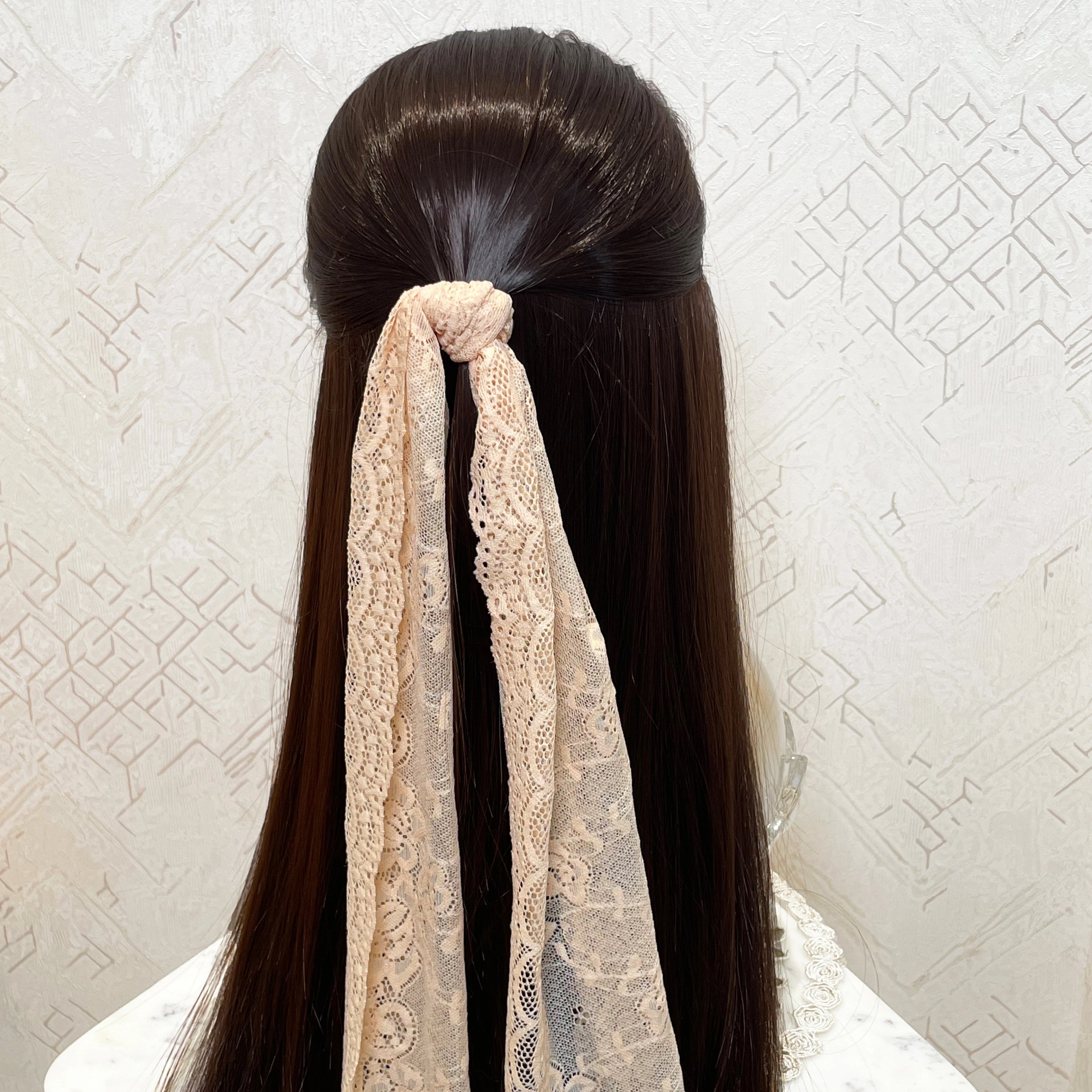 Lacy Hair Scarf ( Peach)