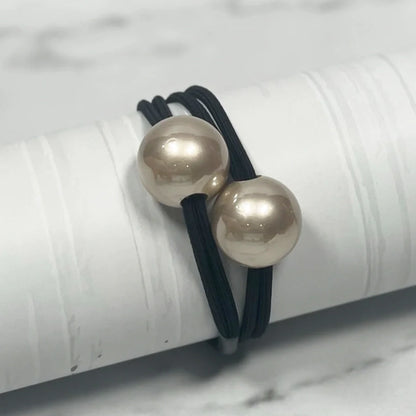 Black elastic hair ties with large shiny pearl bead hair ties for elegant hairstyle accessories