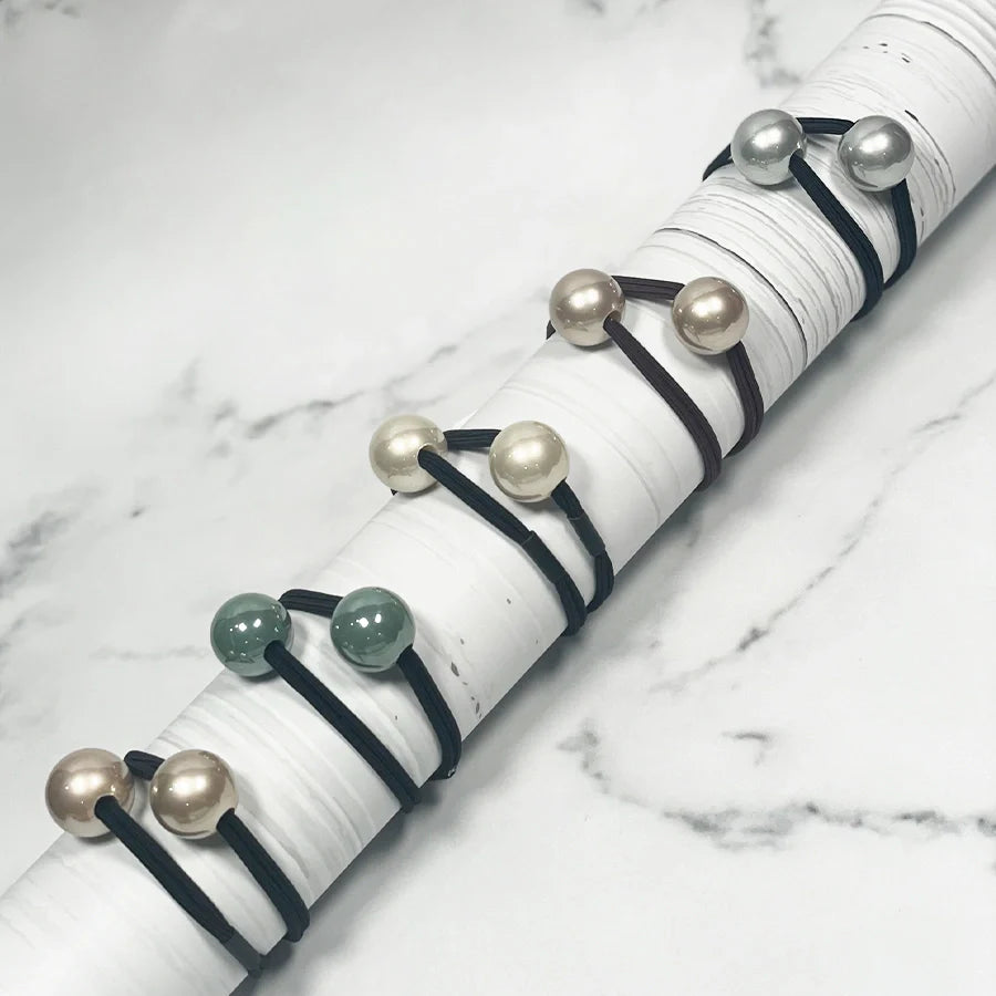 Pearl Bead Hair Ties (1 Pair)