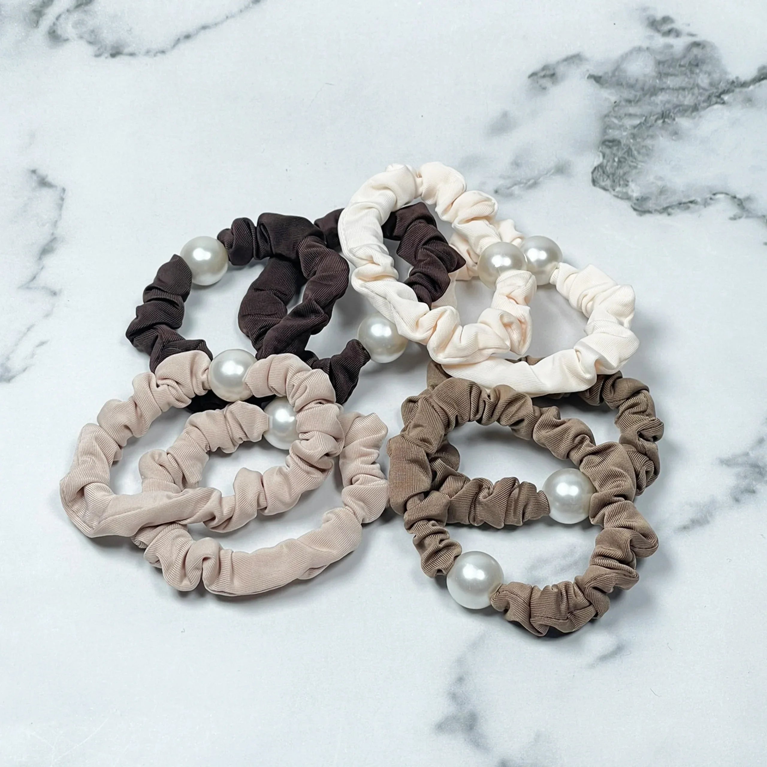 Hair Ties with Pearl (Assorted-Pack of 3 pcs)