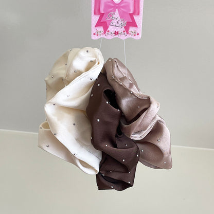 Satin Hair Scrunchie (light studded) Assorted-Pack of 3 pcs