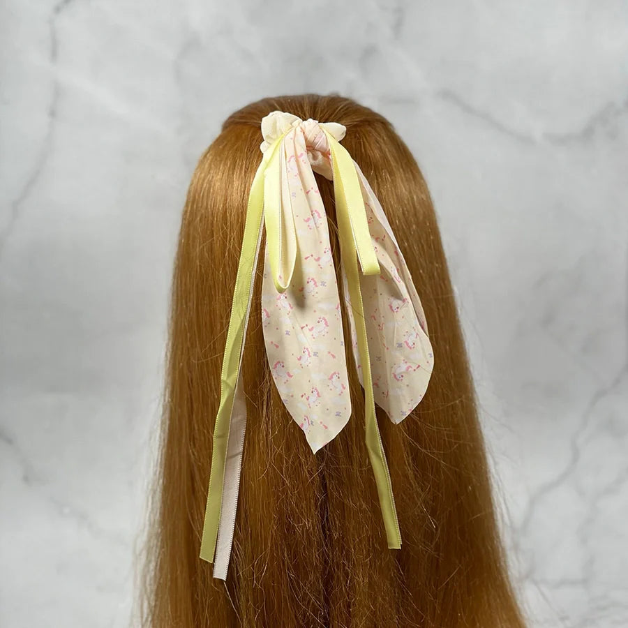 Scrunchies with Long Ribbon (Unicorn Print)