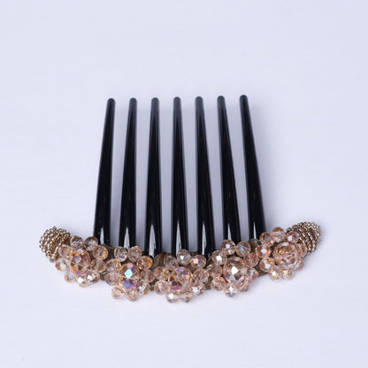 Black hair comb with gold and crystal studded decorative accents Studded Comb Clips