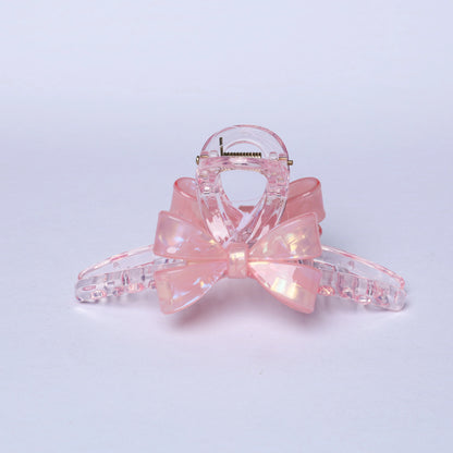 Pink translucent bow hair clutches clip for stylish hair accessories