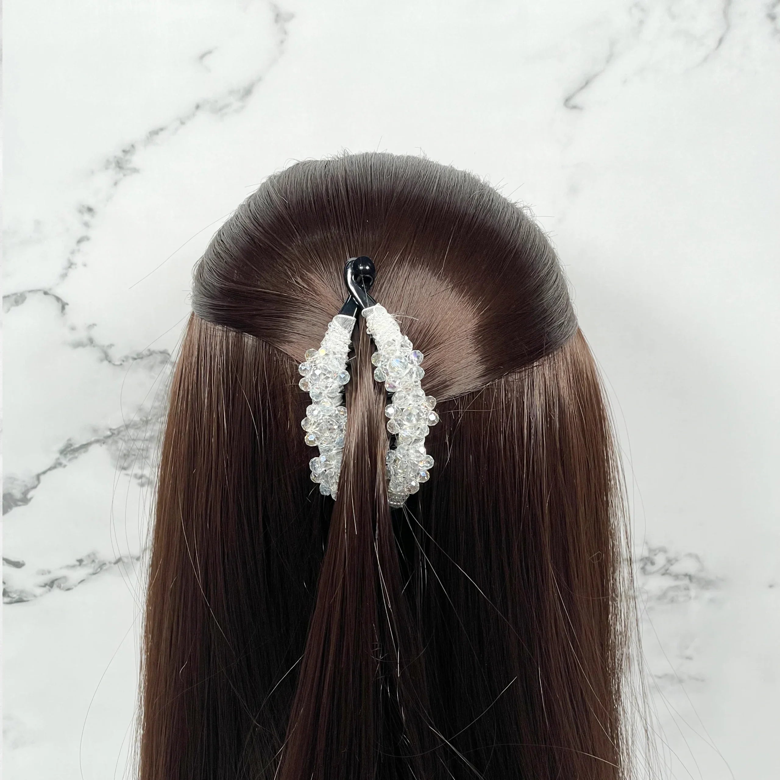 Crystal Studded Banana Clip (White)